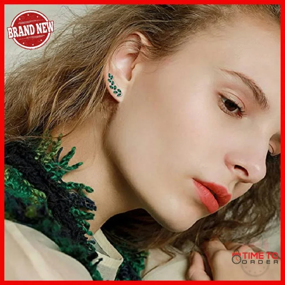 Sterling Silver Ear Climbers with Austrian Crystals, Hypoallergenic